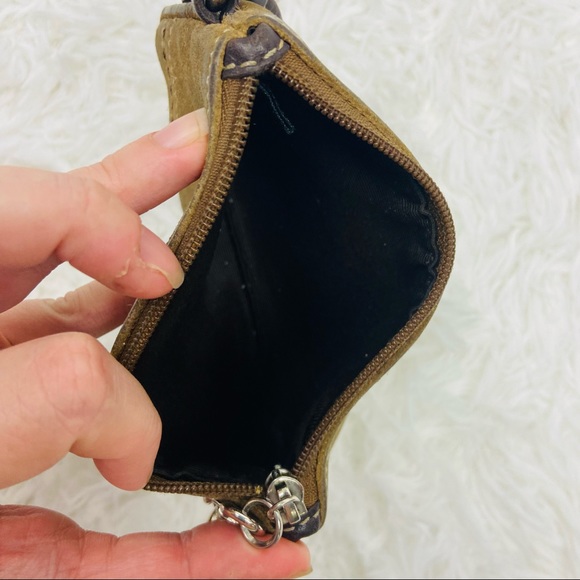 COACH brown suede leather small clutch wrist wallet - Picture 11 of 14
